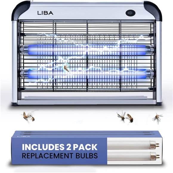 Electric Bug Zapper - (2) Extra Bulbs  - Lightweight, Powerful 2800V Grid - Picture 1 of 6